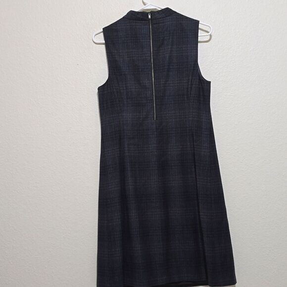 THEORY ZIP BACK MOD WOOL DRESS CHARCOAL MULTI SOFT PLAID SIZE 10 - Picture 5 of 10